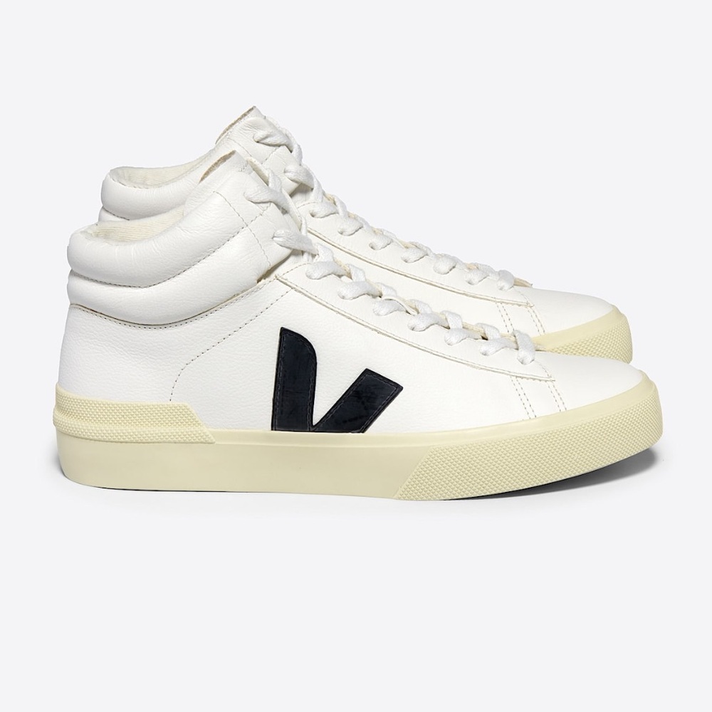 Veja  White High-Top Sneakers with Black Logo